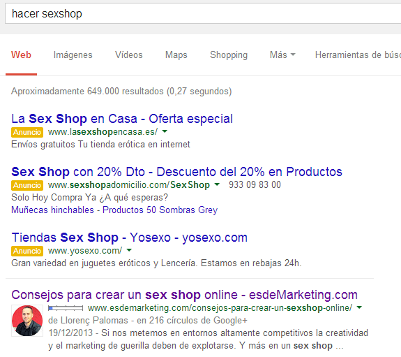 hacer sexshop google