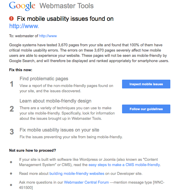 mobile issues google