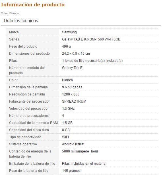 Información de producto